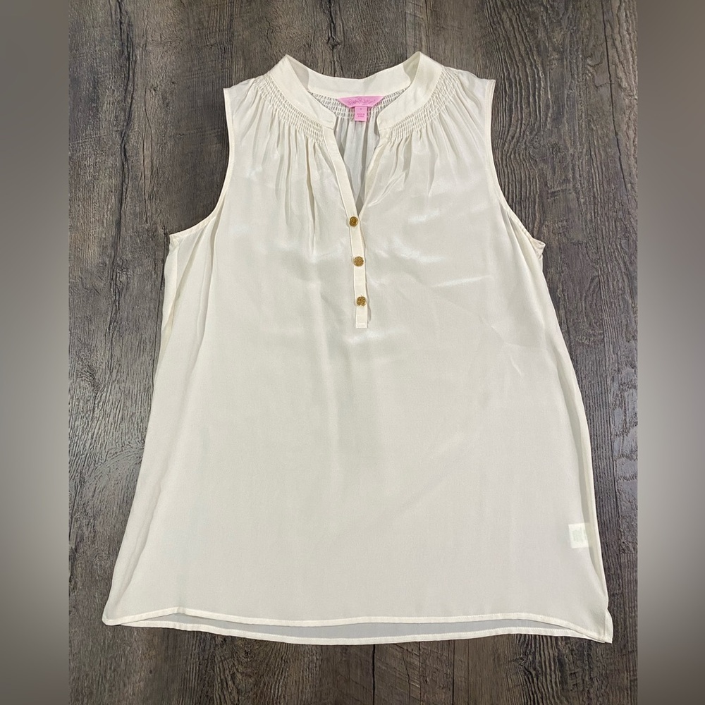 LILLY PULITZER 100% Silk Sheer Sleeveless Top